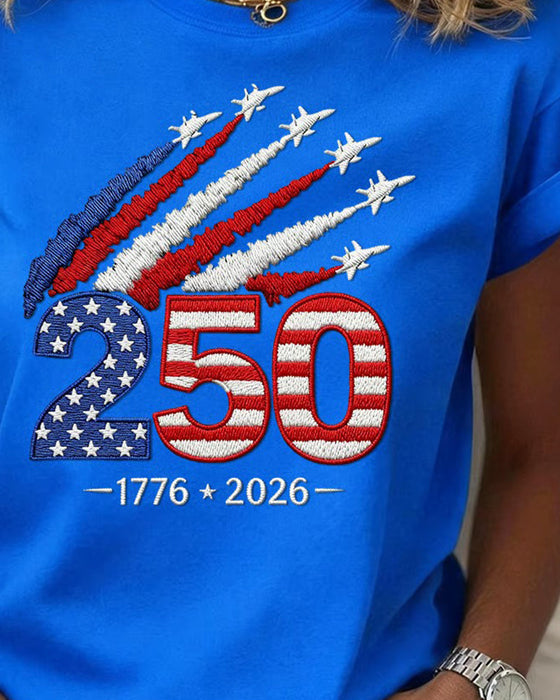 T-Shirt Flagga Plan Tryck Kort Ärm