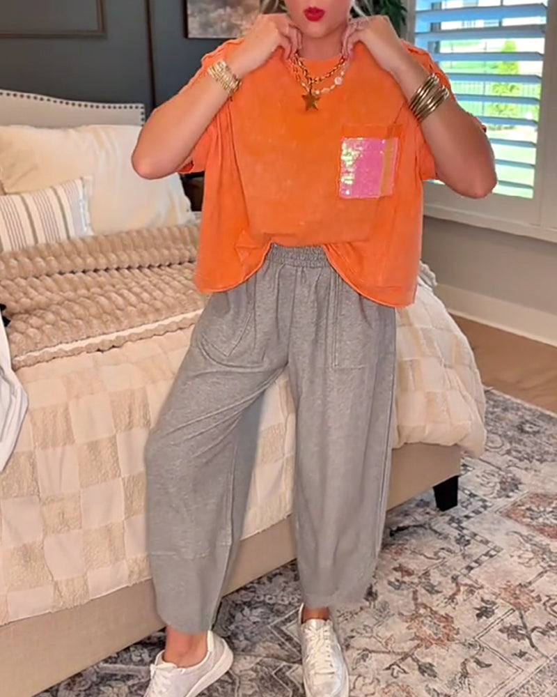 T-Shirt A Enfärgad Kort Ärm