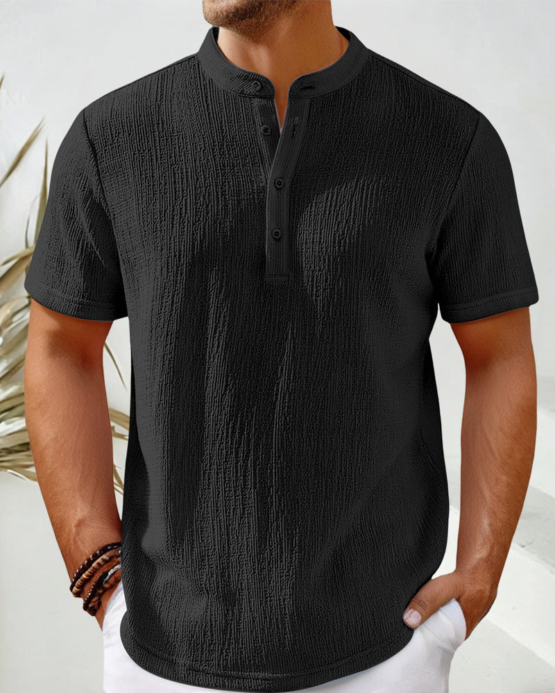 Skjorta Enfärgad Lös Henley