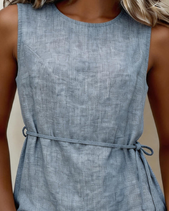 Tank Top Ärmlös Rund Hals Solid