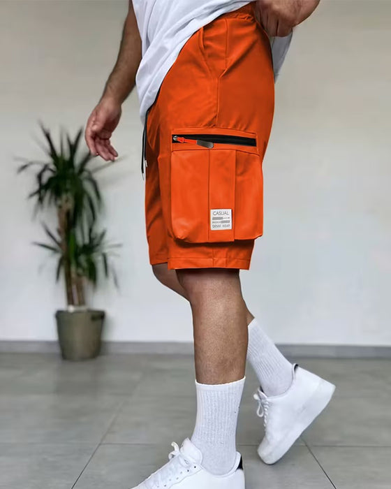 Herr Byxa Enfärgad Loose Fit Kort Cargo