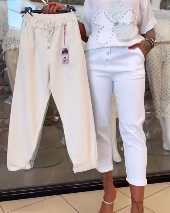 Byxor Casual Stretch Rak