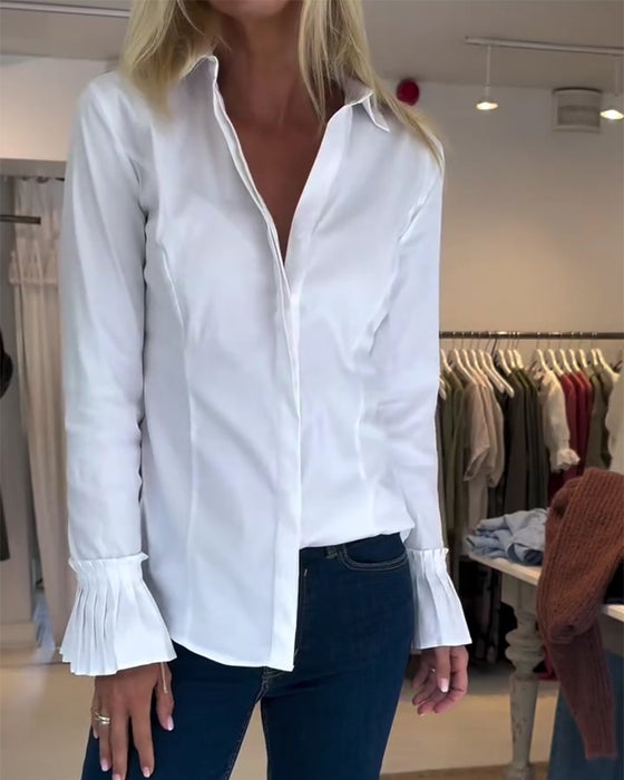 Skjorta Flare Ärm Casual Slag