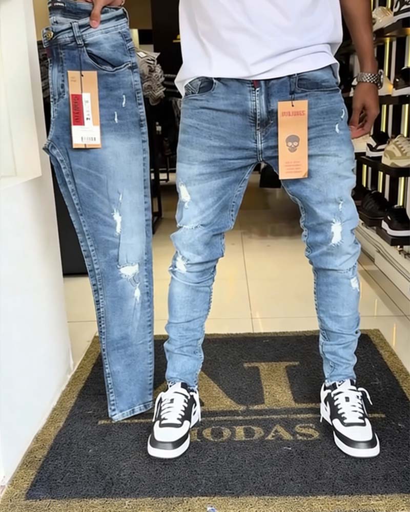 Jeans Nedslitna Slim-Fit Avsmalnande