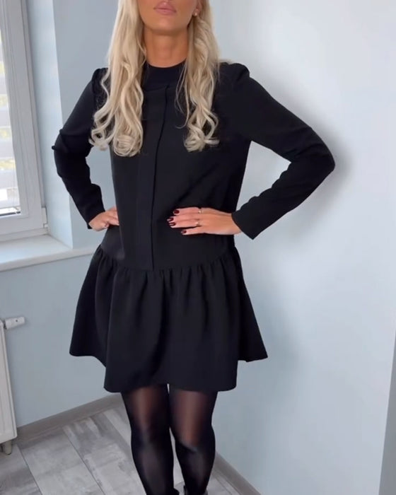 Klänning Långärmad Plisserad A-Linje