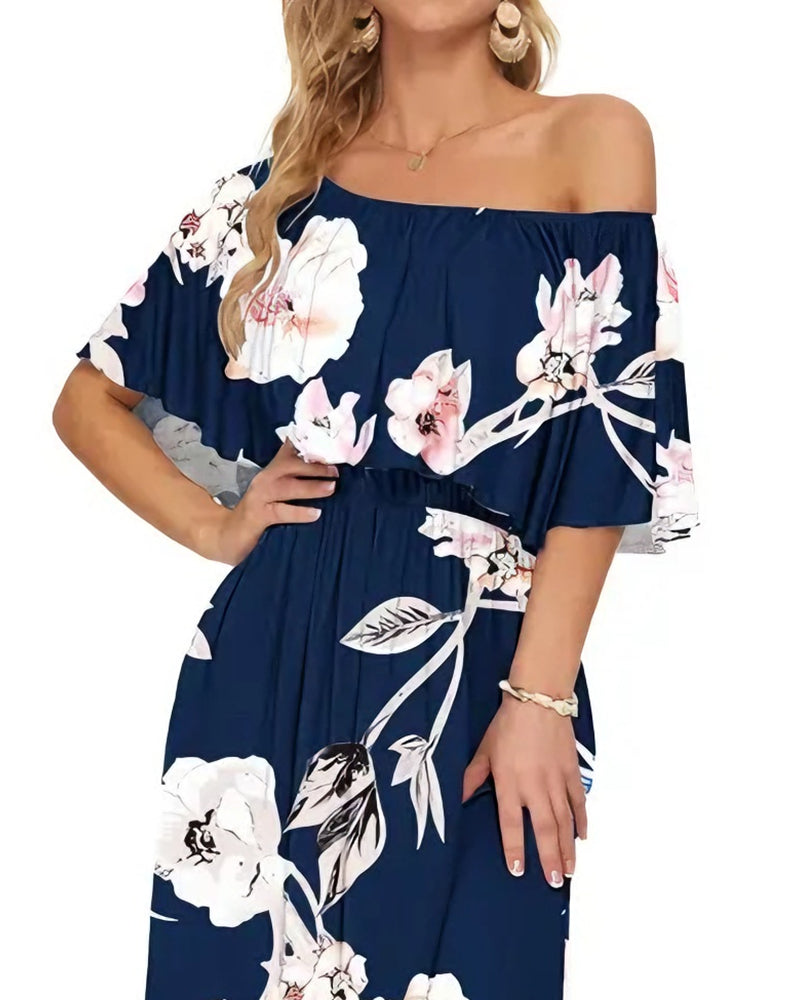 Klänning Elegant Bläcktvätt Blommig Maxi