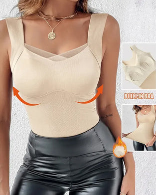 Tank Top Fyrkantig Hals Solid Inbyggd BH