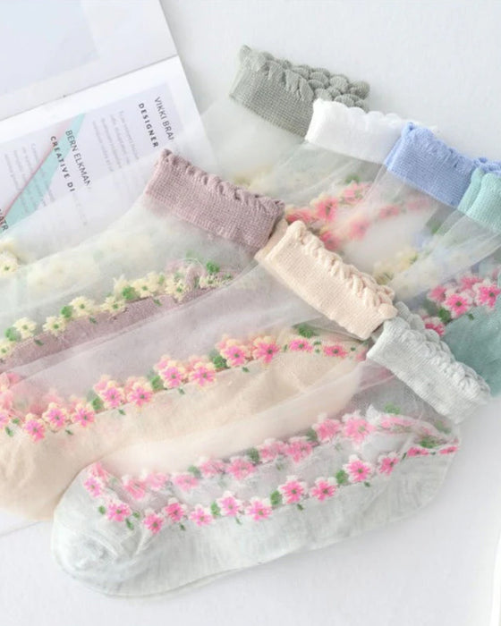 Sommar Blommig Andningsbar Sockor