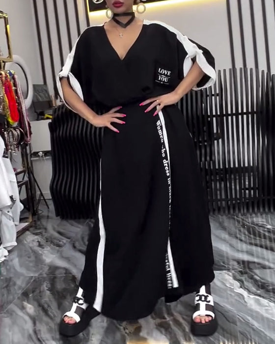 Kostym V-Ringad Oregelbunden Lösa Byxor