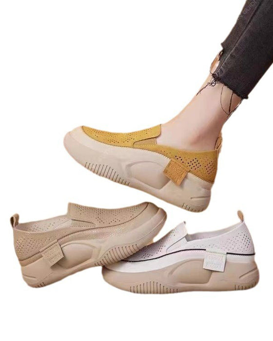 Skor Tjocksulade Dam Urholkade Loafers Rund Tå Hätta