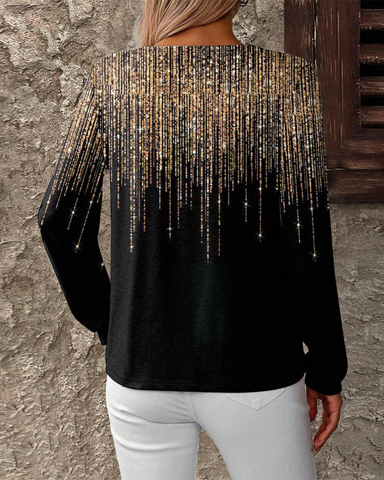 Topp V-Ringad Tryckt Slim-Fit