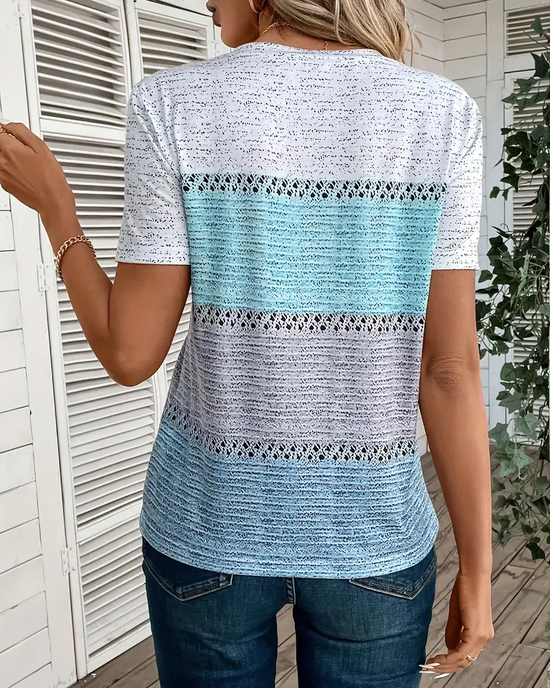 T-shirt V-ringad Kontrast