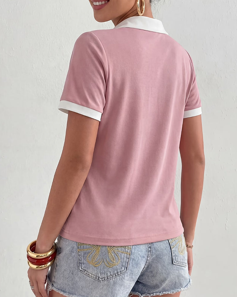 Color-Block Kortärmad Polotopp