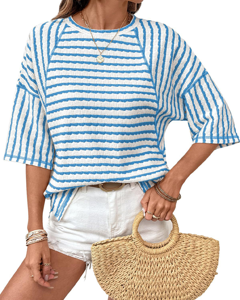 Mångsidig Randad Kortärmad T-Shirt