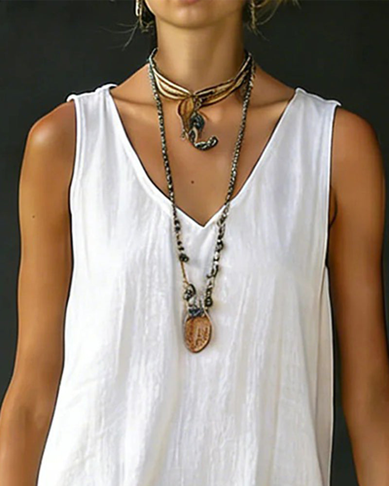 Klänning Ärmlös V-ringning Skiktad Tårta