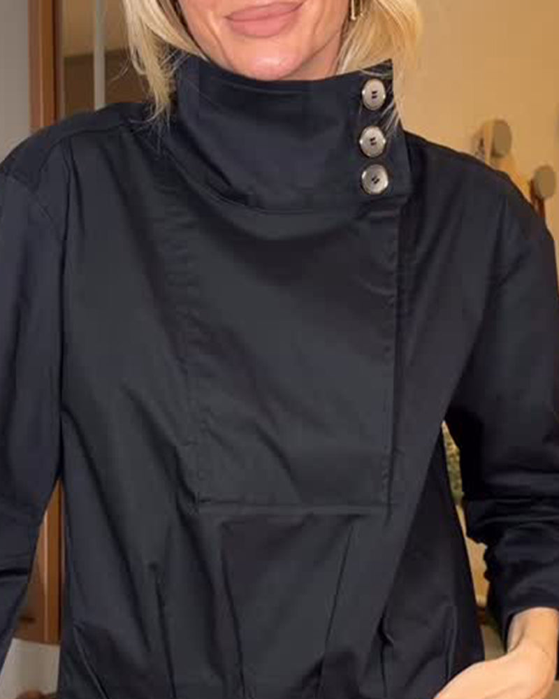 Blus Asymmetrisk Ståkrage Diagonal Knapp