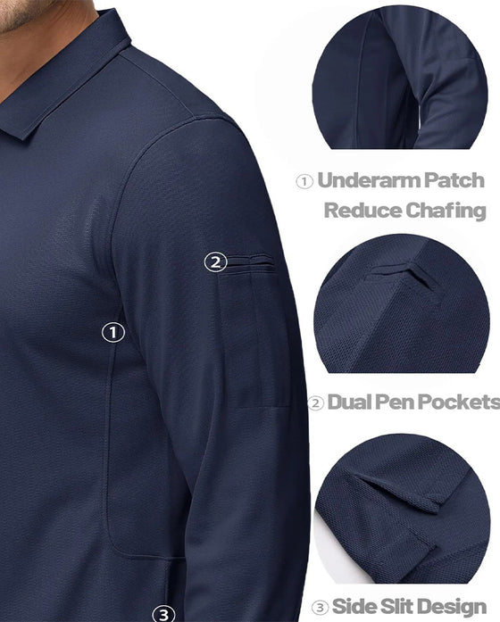 T-Shirt Polo Krage Lång Ärm Avslappnad