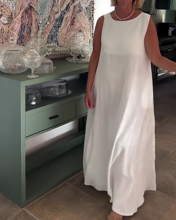 Klänning Ärmlös Lössittande Draperad Lång