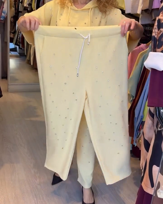 Set Med Huva Pärldetaljer Avslappnad