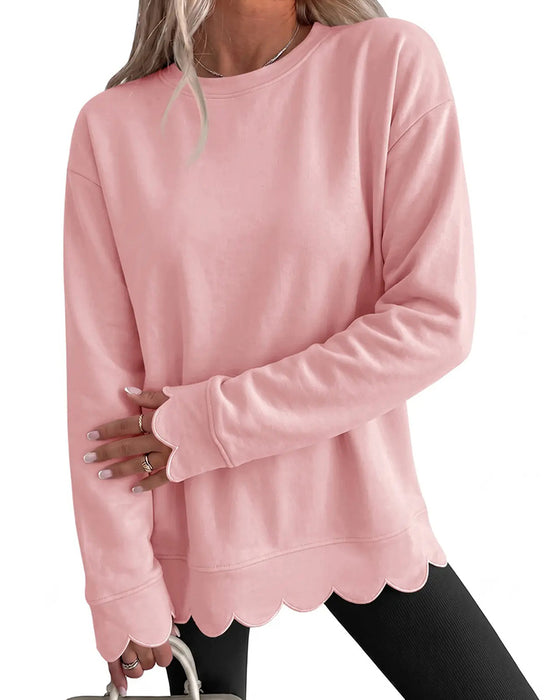 Sweatshirt Scallop Trim Avslappnad