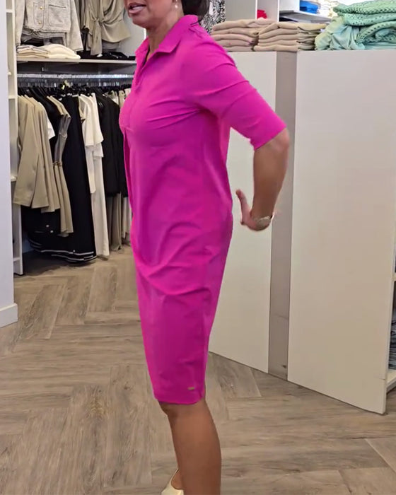 Klänning med Krage Vardaglig Enfärgad