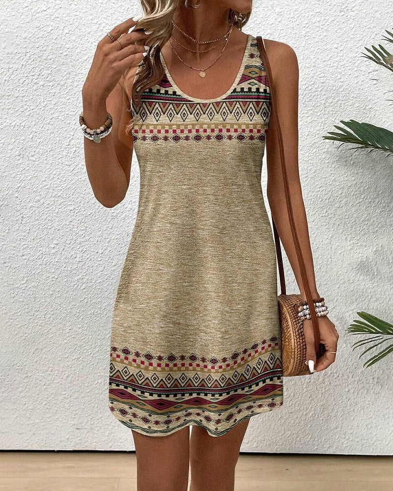 Linneklänning Bohemiskt Tryck