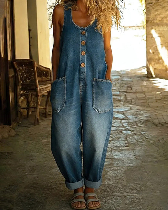 Hoppdräkt Avslappnad Ficka Denim