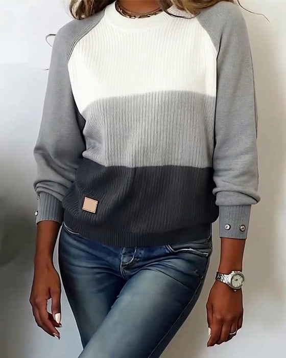 Topp Stilren Rundhals Kontrastfärg