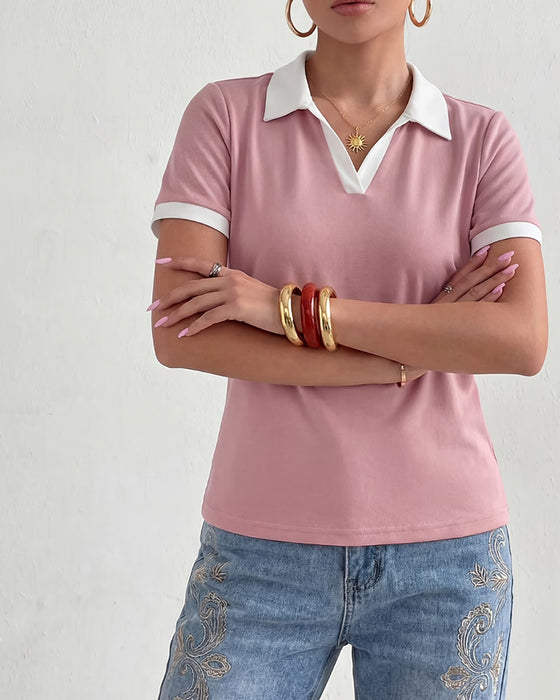 Color-Block Kortärmad Polotopp