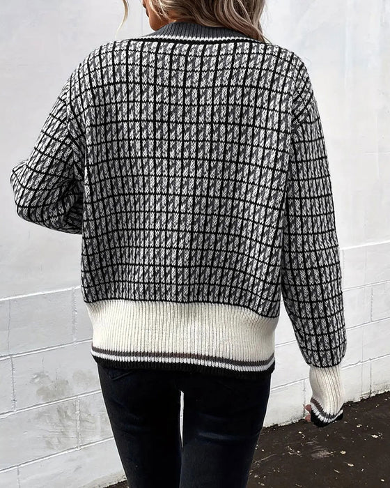 Cardigan Vintage Rutig Knapprad