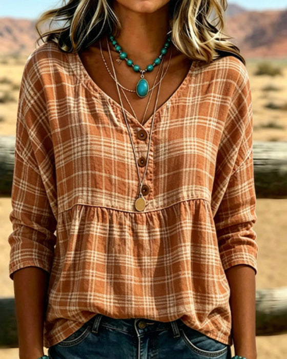 Blus Vintage Ruta V-Hals