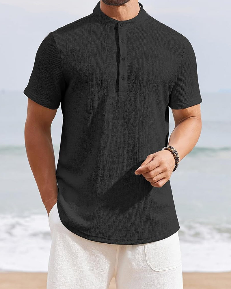 Skjorta Enfärgad Lös Henley