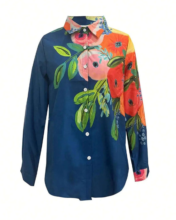 Blus Tryckt Ståkkrage