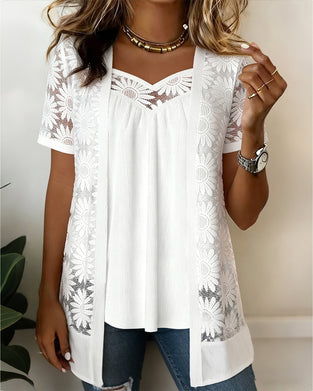 Tusensköne-Spetskantad Falsk Tvådelad Koft-Topp