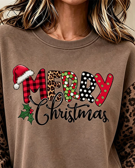Sweatshirt Rund Hals Leopardtryck
