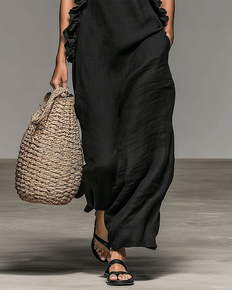 Klänning Halterneck Krused Lång