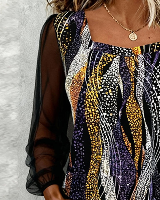 Modig Långärmad Tryckt Topp