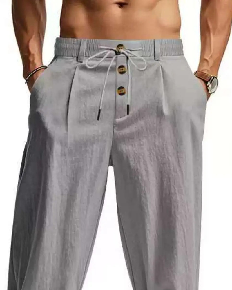 Byxor Casual Enfärgad Raka Ben