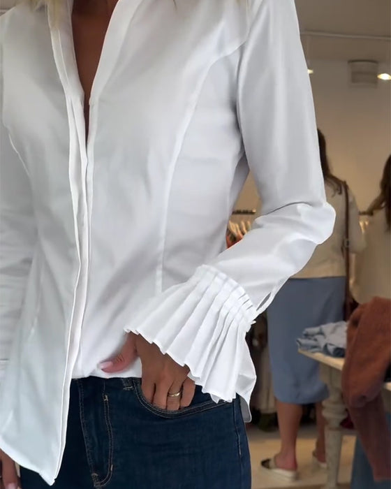 Skjorta Flare Ärm Casual Slag