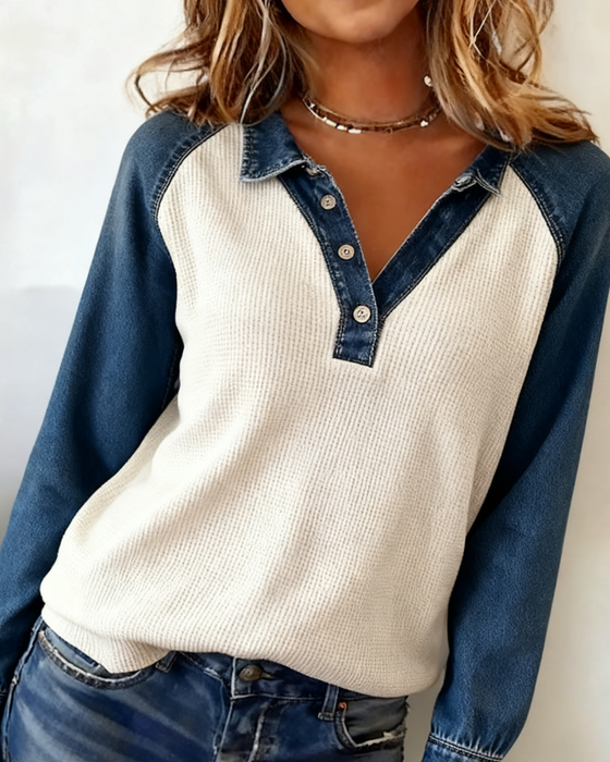 Moderiktig Topp Med Kontrastkrage