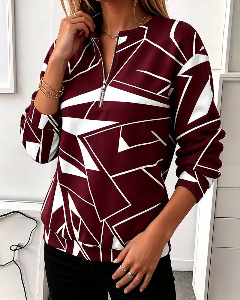 Sweatshirt Casual Dragkedja Lång Ärm