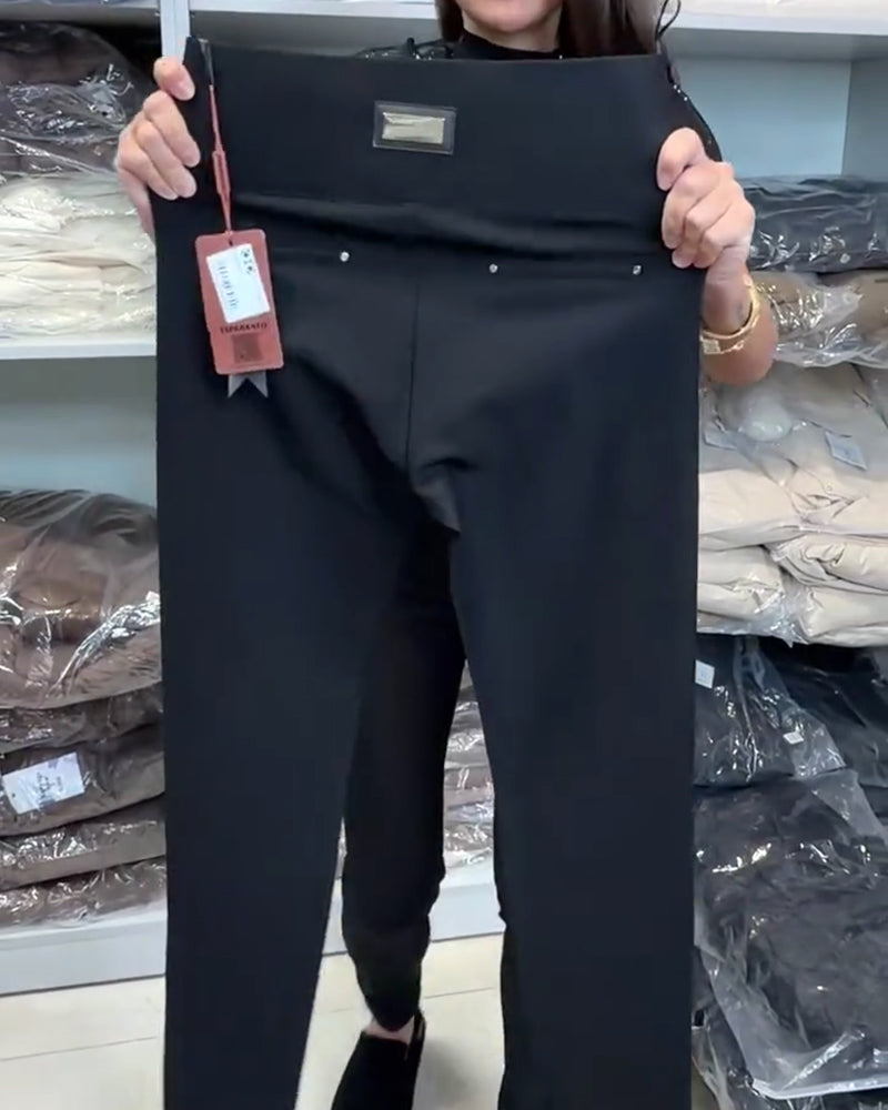 Stilfulla Byxor Med Dragsko Och Elastiskt Liv