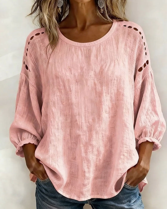 Blus Urholkad Bomull Och Linne