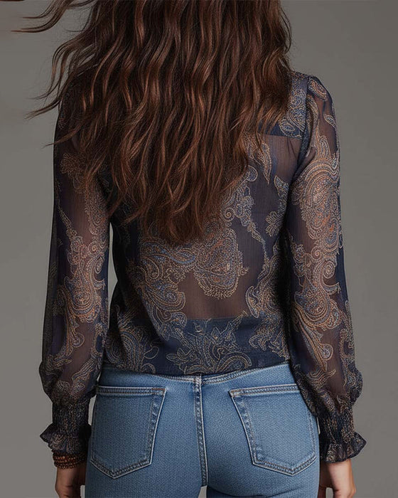 Blus Halvbläster Rysche Retro