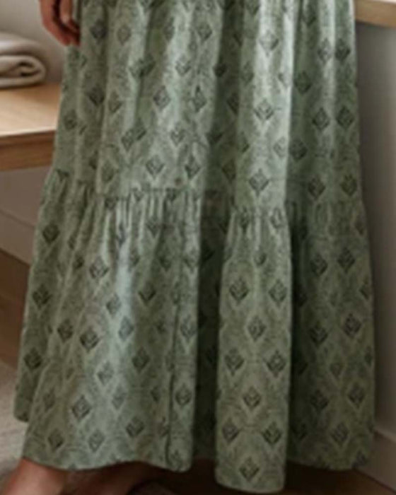 Klänning Vintage V-Ringning Blommig