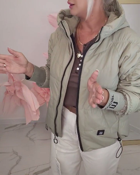 Kort Vadderad Jacka Med Huva