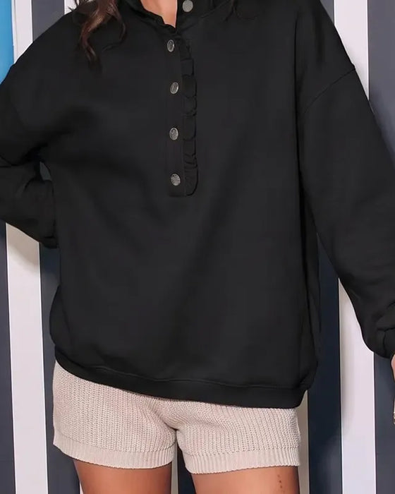 Sweatshirt Krås Knäppt Långärmad Lössittande