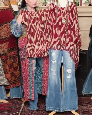 Blus Fladdermusärm Tryck Långärmad