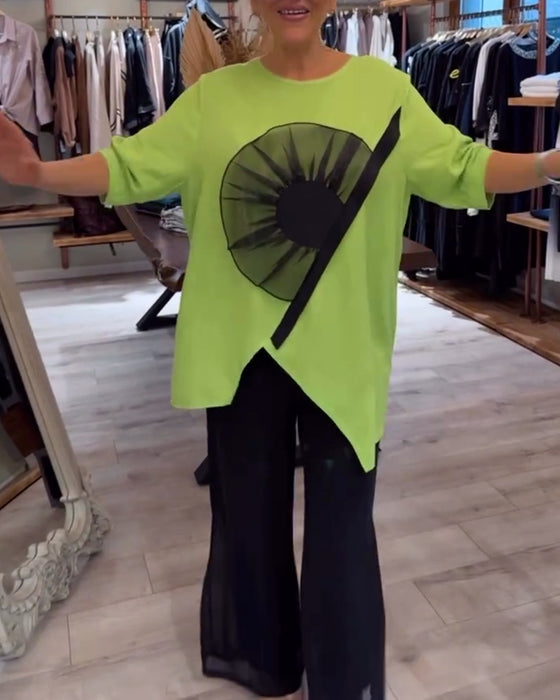 T-Shirt Blommigt Tryck Kortärmad Avslappnad