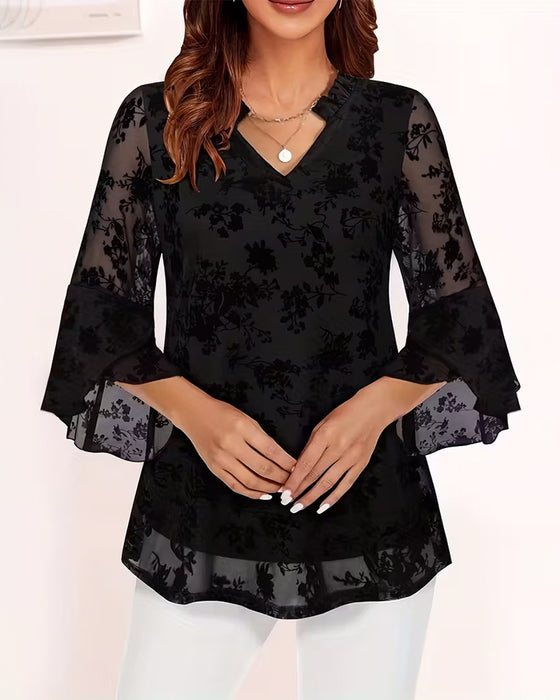 Blus Elegant Och Stilfull Klockärmar